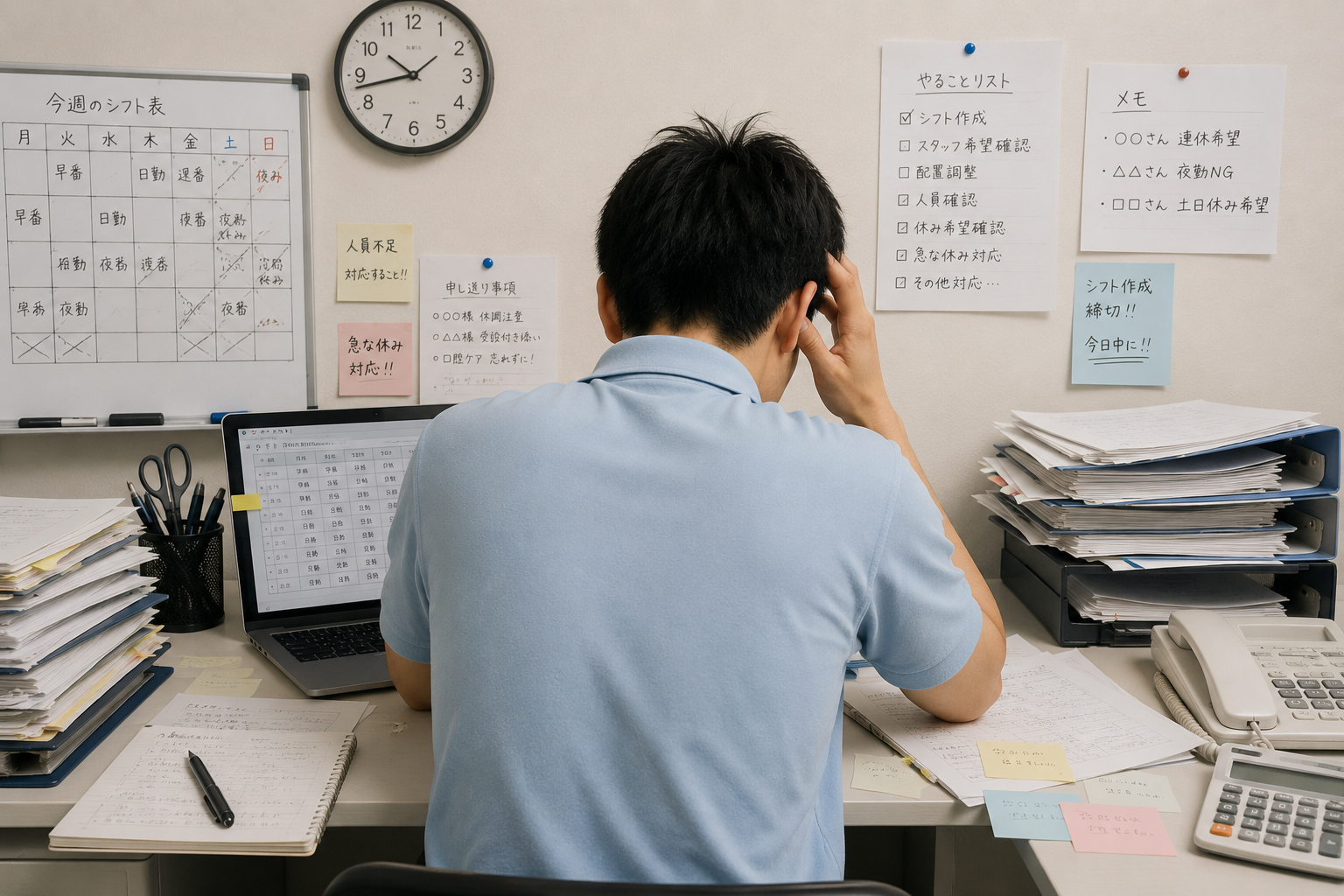 残業するシフト担当者